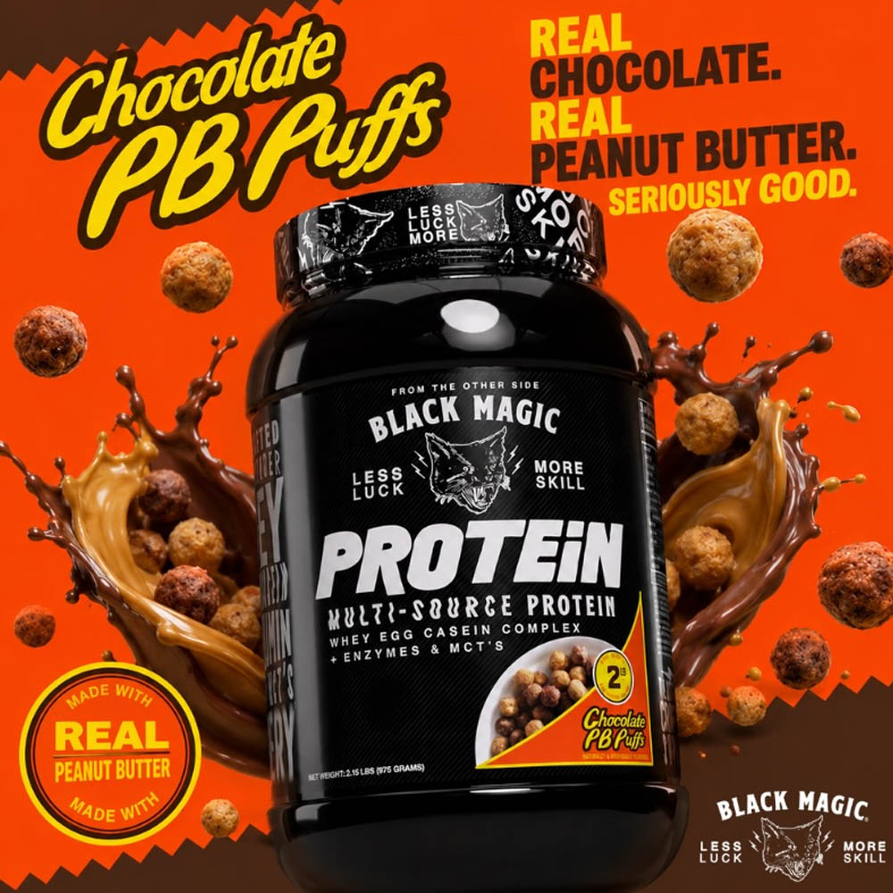 Tub of protein with orange background